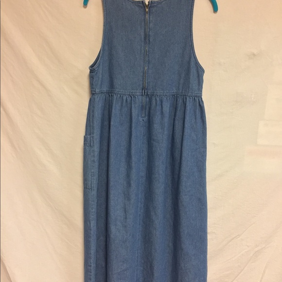 SOLD 🌻 FADS denim jumper dress / pockets - Picture 3 of 7